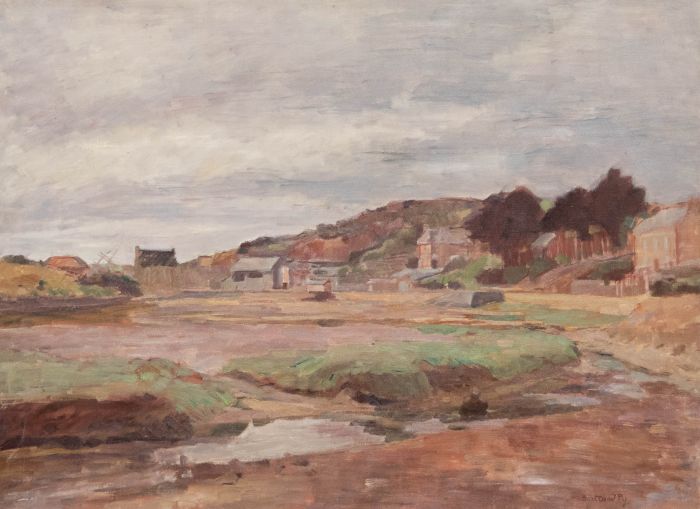 Bertrand Py (1895-1973) - Oil, Seaside Houses, Low Tide, Dahouët