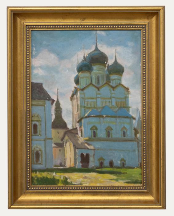 Russian School 20th Century Oil - Church of St. John the Divine