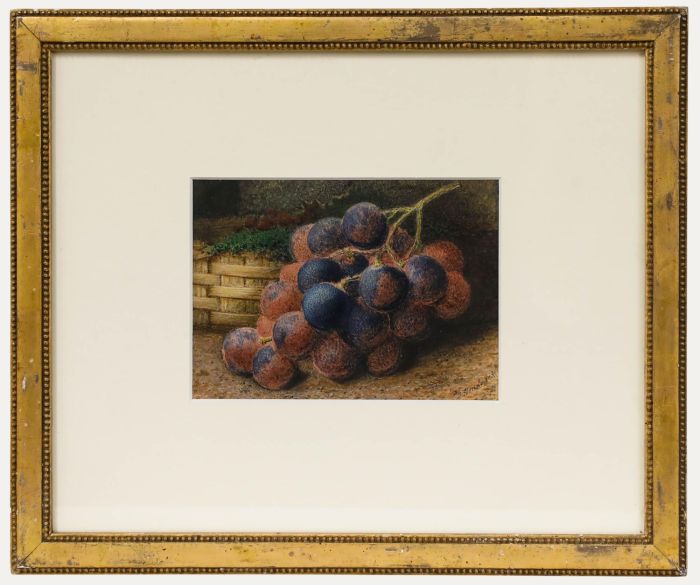 T. Strudwick - Framed Late 19th Century Watercolour, Still Life of Grapes