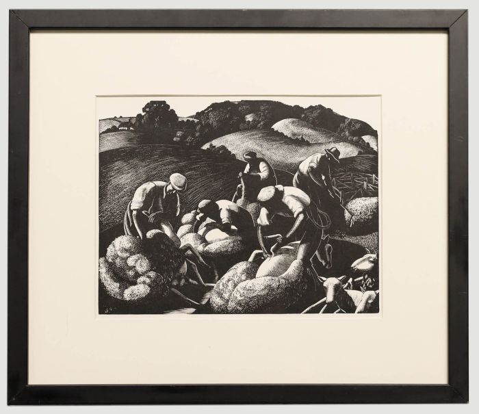 Clare Leighton (1898-1989) - 20th Century Woodcut, May Sheep Shearing