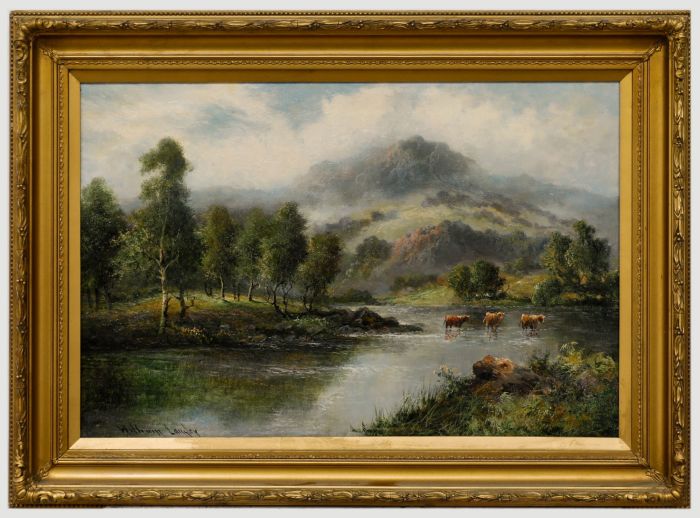 William Langley (fl.1880-1920) - Framed Oil, Highland Cattle in a Landscape