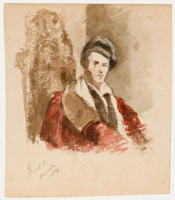 John Hollins - 1830 Watercolour, Self-Portrait of the Artist