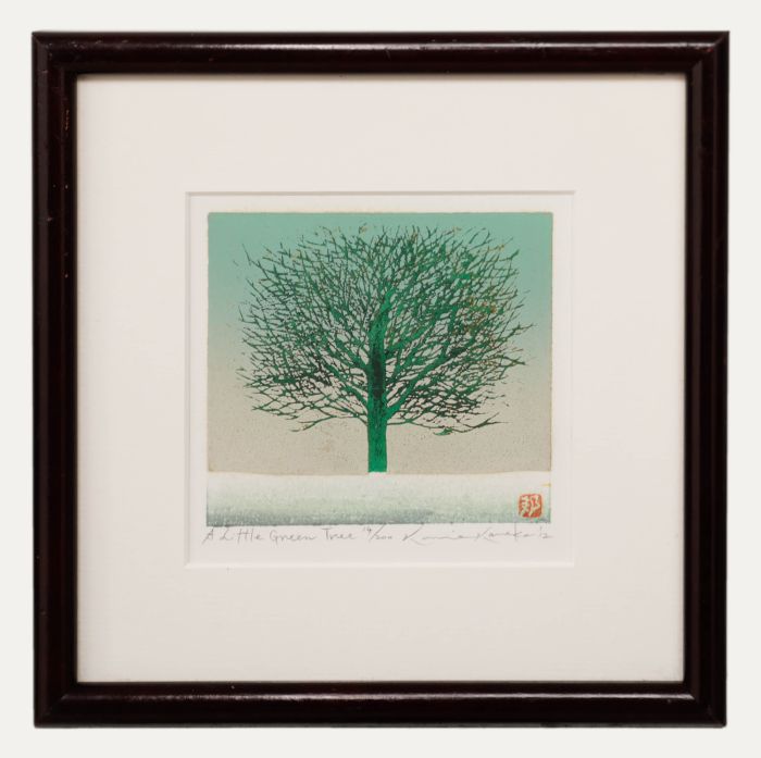 Kunio Kaneko (b.1949) - Framed Contemporary Japanese Woodblock, Green Tree