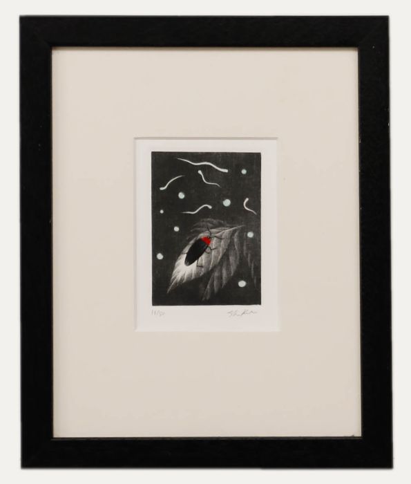 Shigeki Kuroda (b.1953) - Framed Contemporary Mezzotint, Hotaru (Firefly)