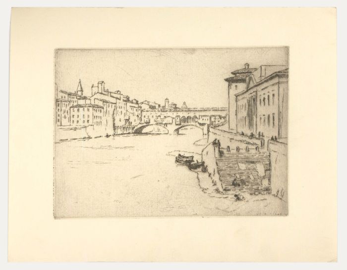 Early 20th Century Etching - Ponte Vecchio