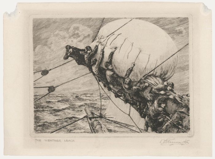 Oswald F. Pennington (1885-1953) Early 20th Century Etching, The Weather Leach