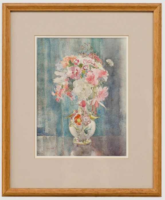 Amy M. Watt (1900-1956) - Mid 20th Century Watercolour, Flowers in a White Vase