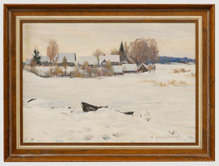 Nina Vasiljevna Skorubskaja (1918-2010) - Mid 20th Century Oil, The Frozen Lake