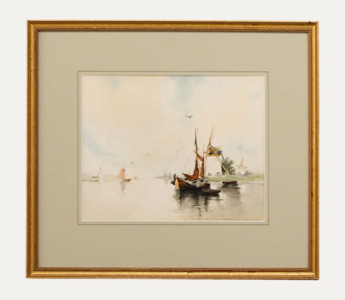 Early 20th Century Watercolour - Sailing Off The Dutch Coast