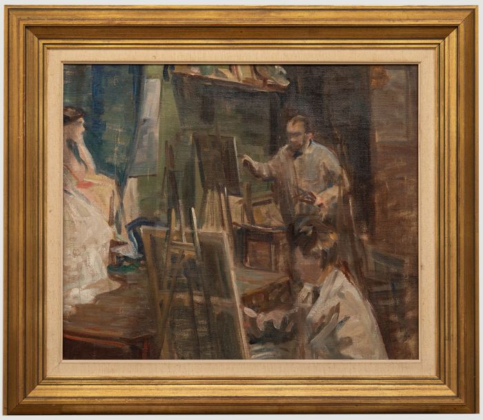 Attrib. Anna Ödman (1876-1960) - Framed Oil, Life Class in Progress