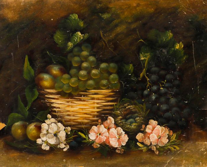 Follower of Evelyn Chester (1875-1929)- For Restoration Oil, Grapes in a Basket 