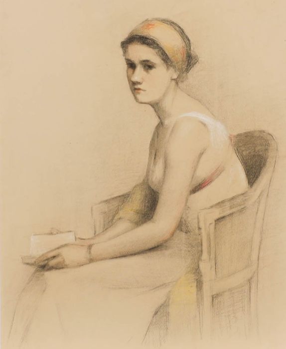 G. Querville - Early 20th Century Graphite Drawing, Woman in a Negligée