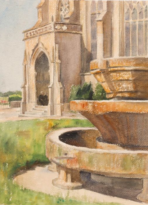 G. Querville - Early 20th Century Watercolour, Church Entrance