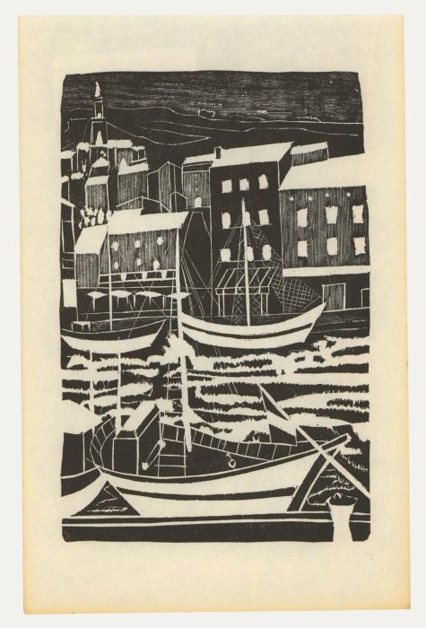 Albert Masri (1927-2020) - Mid 20th Century Woodcut, Watching the Boats Go By