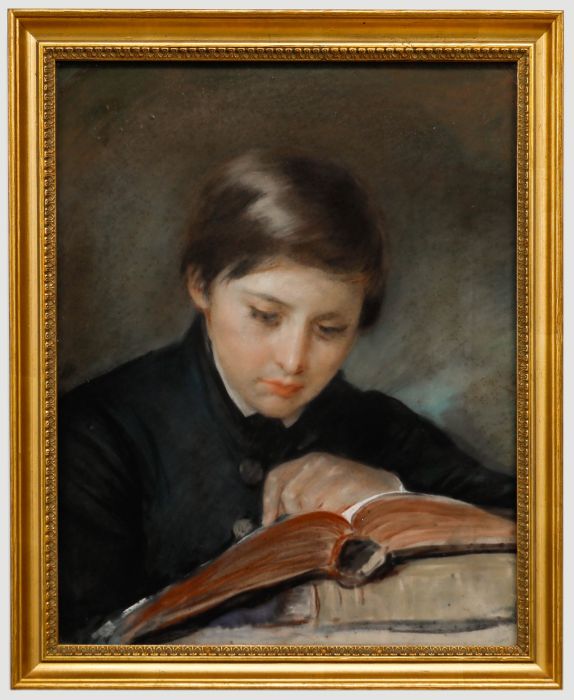 English School Early 20th Century Pastel - Studious Boy