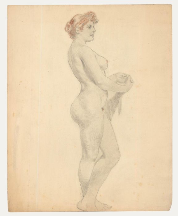 20th Century Graphite Drawing - Standing Nude