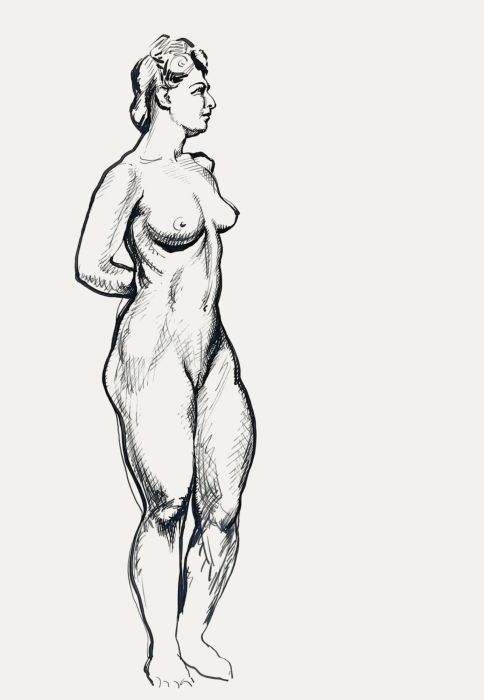 William Greengrass (1896-1970) - Mid 20th Century Ink Drawing, Standing Nude
