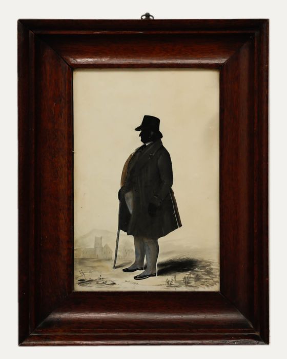 19th Century Pen and Ink Drawing - Silhouette of a Portly Gentleman
