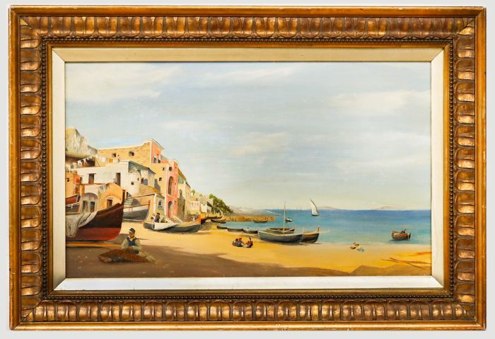 Early 20th Century Oil - Italian Coastline
