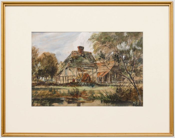 F. Watts - Framed 19th Century Watercolour, Wye Valley Cottage