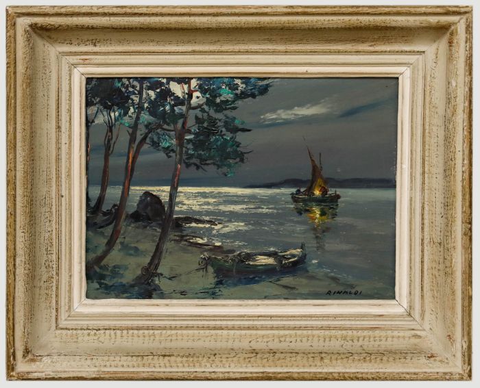 Rinaldi - Framed 20th Century Oil, Moonlight on the Sea