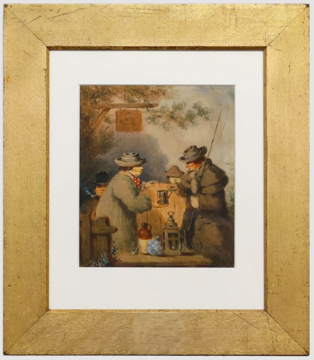 Framed Late 19th Century Watercolour - Gentleman at The Jolly Carter Pub