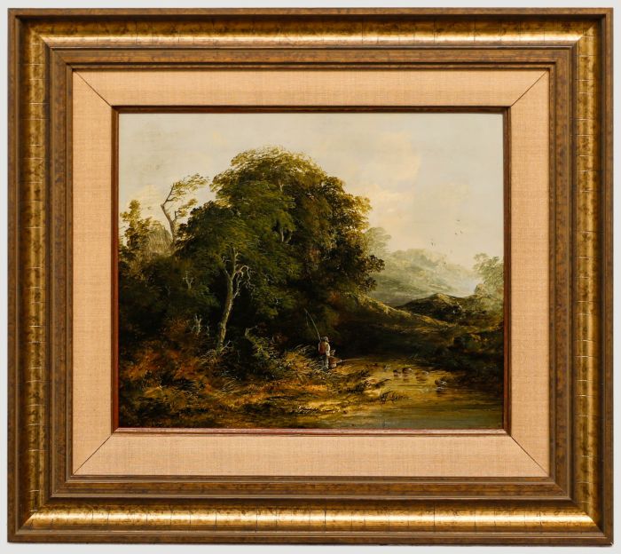 Framed Late 19th Century Oil - Two Friends Fishing