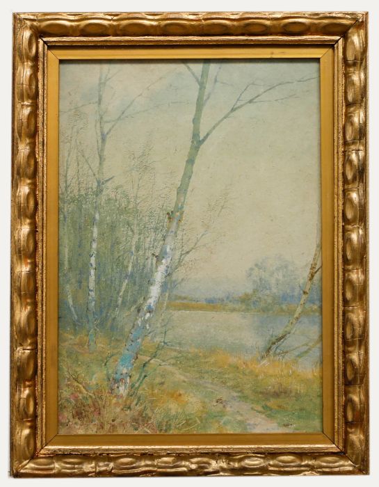 Parker Hagarty (1859-1934) - Framed Watercolour, Silver Birch by Silent Pool