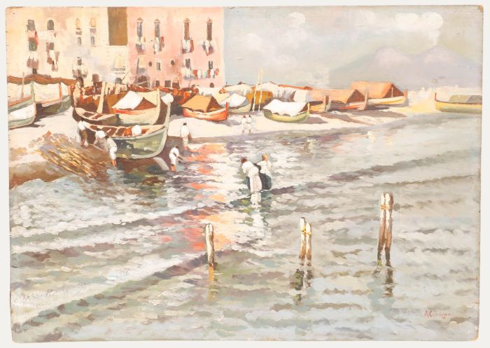 Andre Casabonne (1922-1950) - Mid 20th Century Oil, Mediterranean Harbour