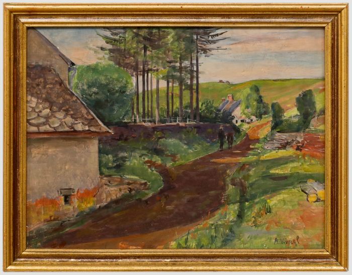 Andre-Leon Vivrel (1886-1976) - Mid 20th Century Oil, French Farmland