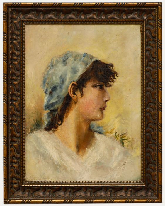 M. Campbelle - 1889 Oil, Girl in Profile