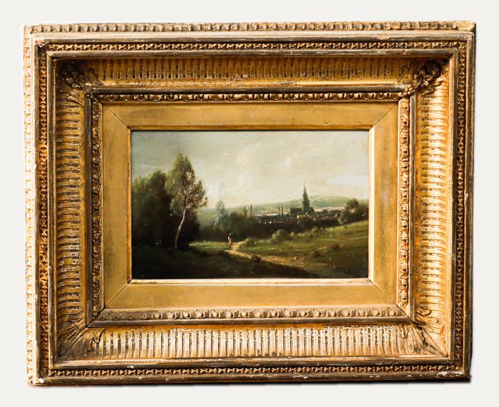 English School Early 19th Century Oil - Path to the Village