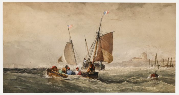 19th Century Watercolour - British & French Sailing Boats