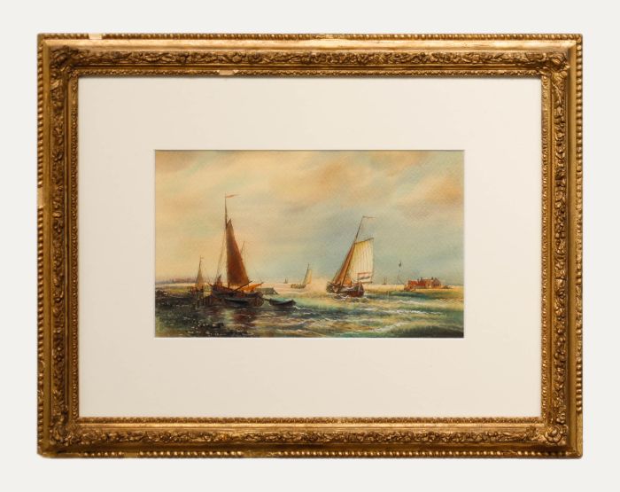 Dutch School 19th Century Watercolour - Fishing Vessels