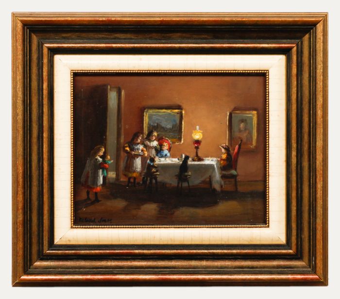 Deborah Jones (b.1922) - Framed 20th Century Oil, The Doll's Tea Party