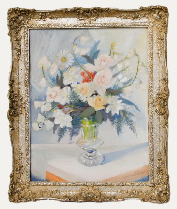 Baroness Ines Taxis (1883-1978) - Framed Mixed Media, Birthday Bouquet 