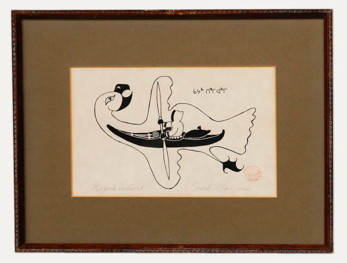 Henry Napartuk (1932-1985) - 20th Century Woodblock, Kayak in Bird