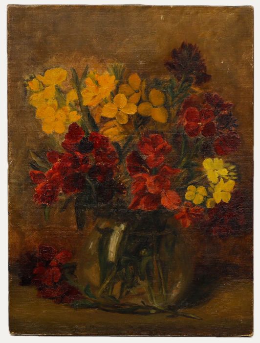 F. Higgins - Early 20th Century Oil, Still Life of Wallflowers