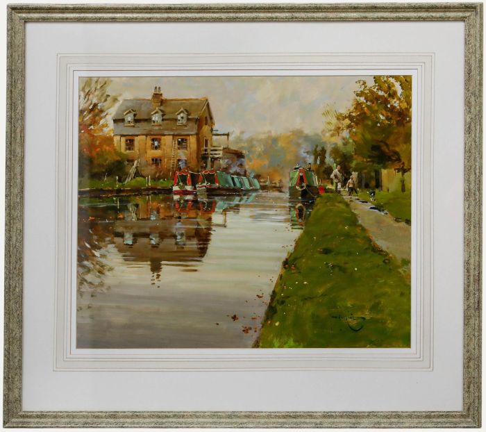 John Haskins (b.1938) - 20th Century Acrylic, On The Canal