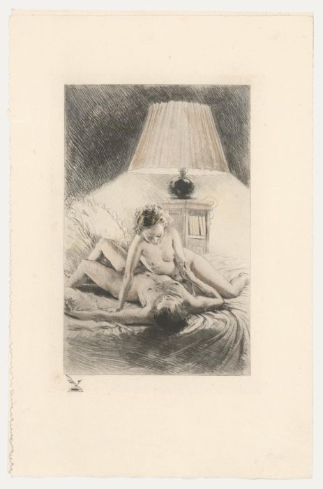 Paul Emile Becat (1885-1960) - Mid 20th Century Etching, Nude on Bed