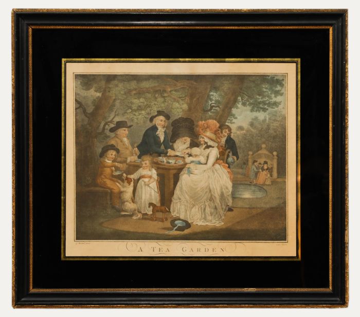 Francois David Soiron after George Morland -  Stipple Engraving, A Tea Garden
