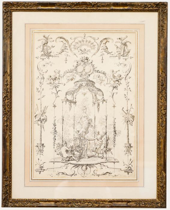 After Gilles-Marie Oppenordt (1672-1742) - Lithograph, French Rococo Ornament