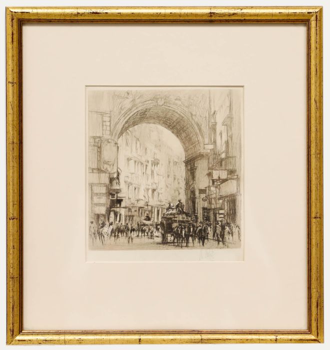 William Walcot RE (1874-1943) - Framed Etching, Arc San Carlo, Naples