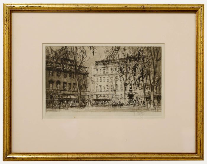 William Walcot RE (1874-1943) - Etching, The Quadrangle, St. Bart's Hospital 