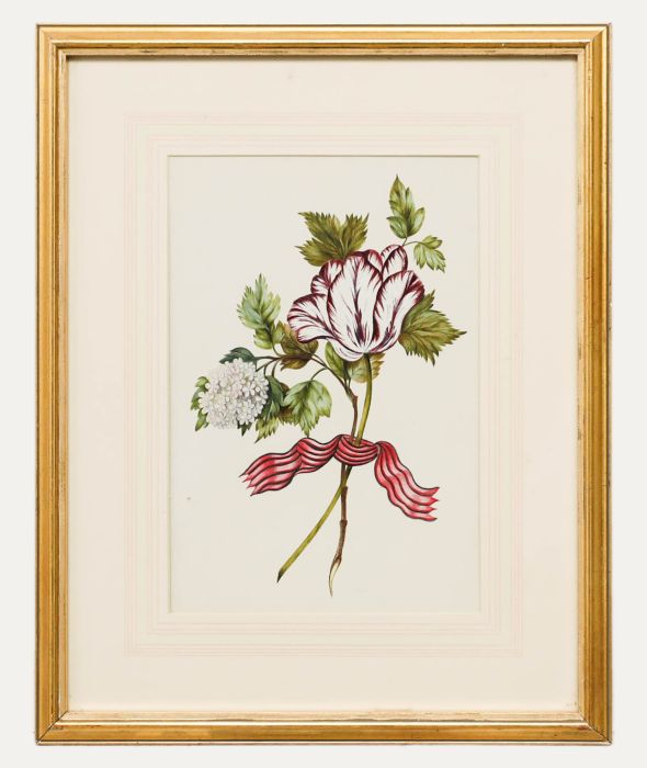 19th Century Watercolour - Parrot Tulip Posy