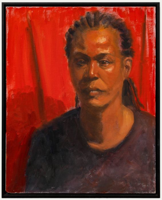 Framed Contemporary Oil, The Purple T-shirt