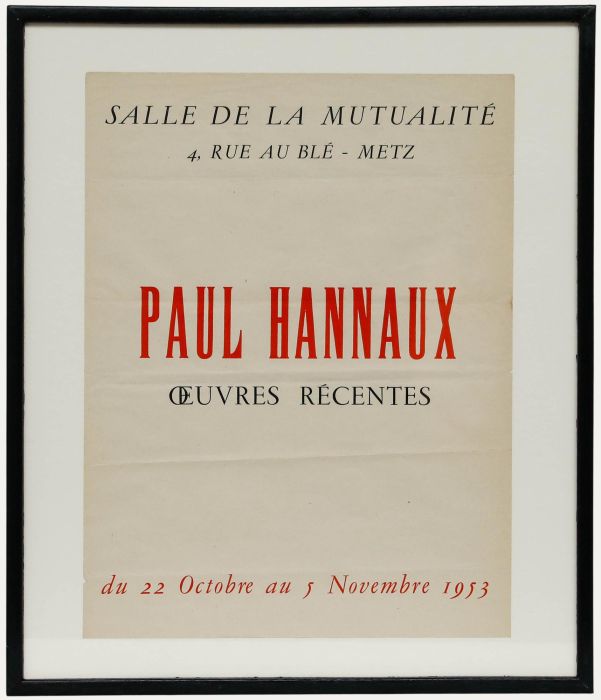 Paul Hannaux - 1953 Woodcut, Salle de la Mutualité Exhibition Poster