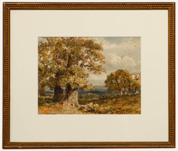 Attrib. William Bennett (1811-1871) - Watercolour, Red Deer in Richmond Park