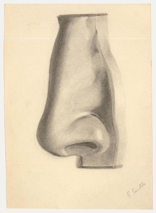 E. Easton - Early 20th Century Charcoal Drawing, Roman Nose