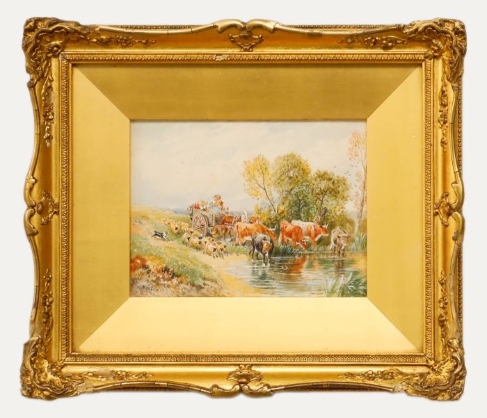 W. Foster - Late 19th Century Watercolour, Farming Couple  & Their Livestock